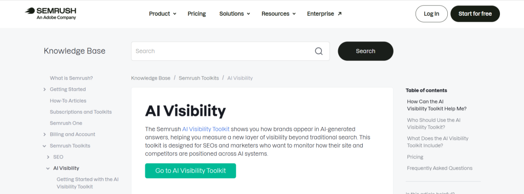 Semrush AI Visibility Toolkit